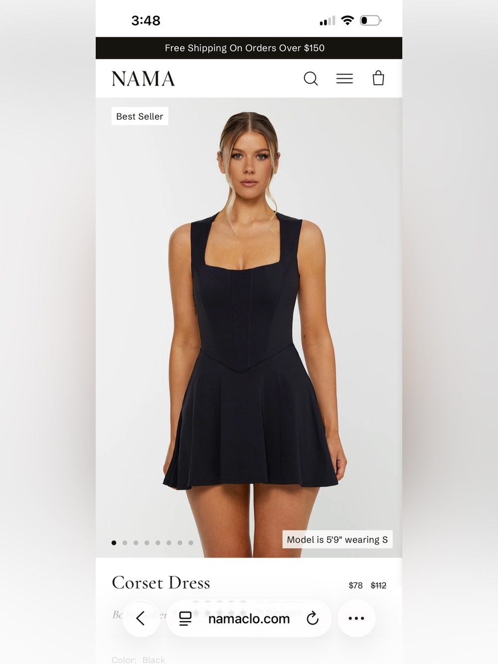NWT Nama Corset Exercise Dress Black Fit & Flare Dress Size Large
